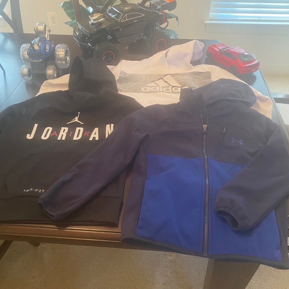 Boys 10-12 Nike Air, Adidas Hoodies & Under Armor Jacket! Perfect for school!